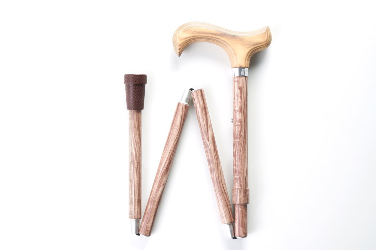 天然木紋 EZjoint折疊手杖-玫瑰木 白照