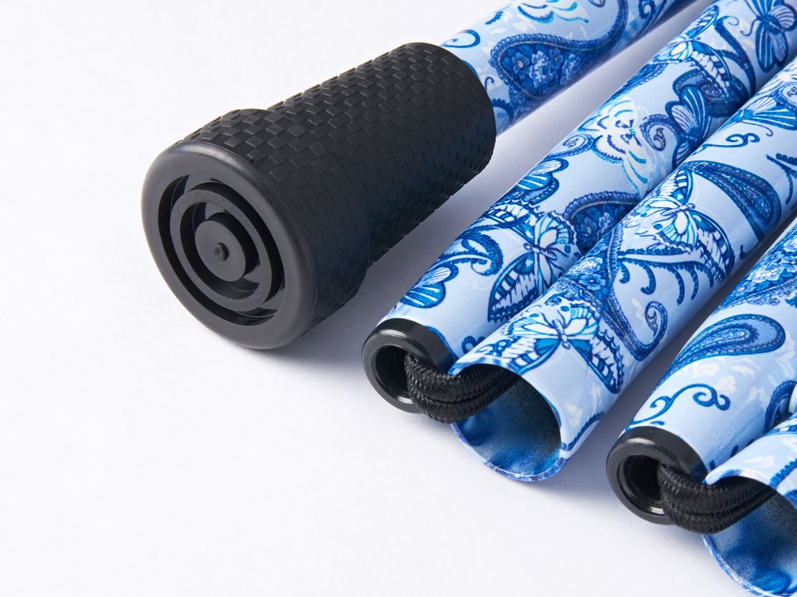 藍色佩斯里手杖-編織紋止滑腳墊