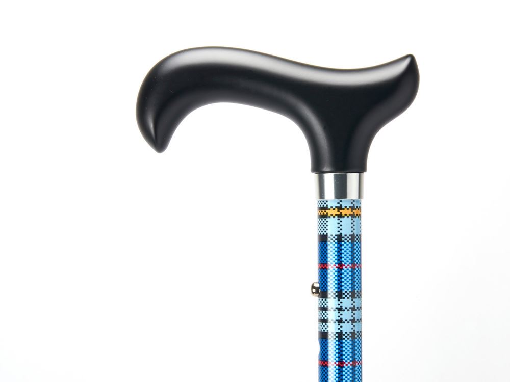 蔚藍格紋手杖-進口加拿大楓木握把