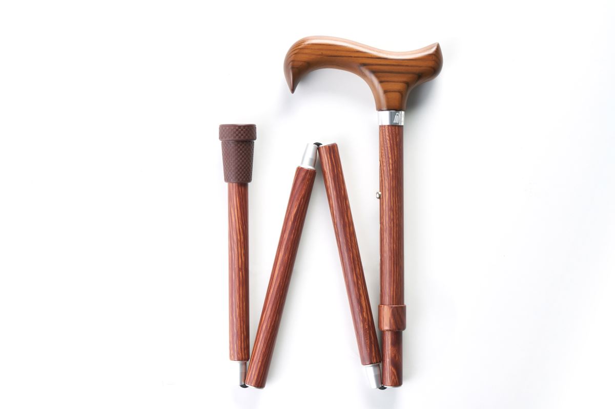Merry Sticks悅杖-天然木紋系列折疊手杖-栓木-白照